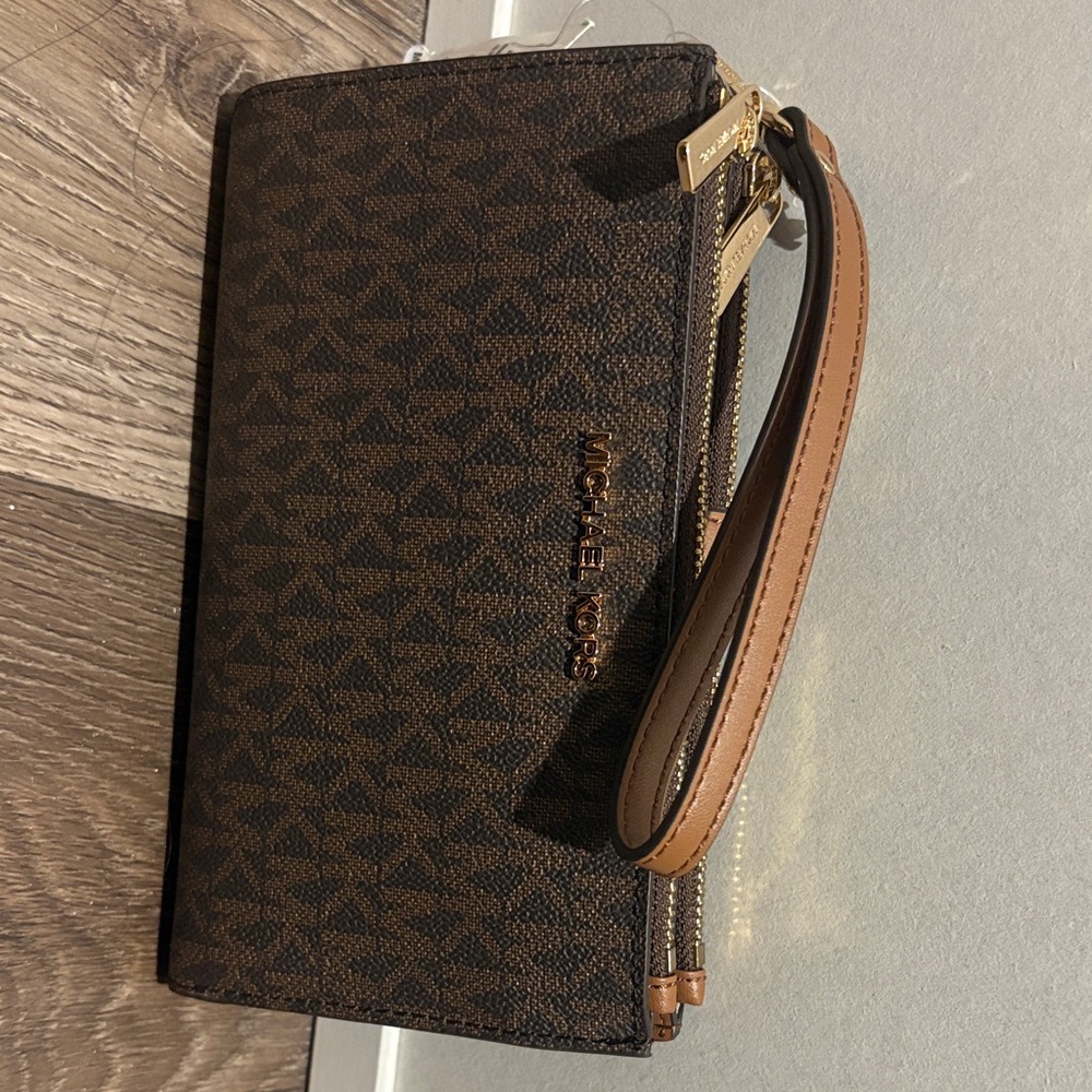 Michael Kors Dark Brown Monogram Wristlet